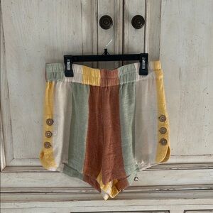 Rip Curl Striped Linen Blend Shorts